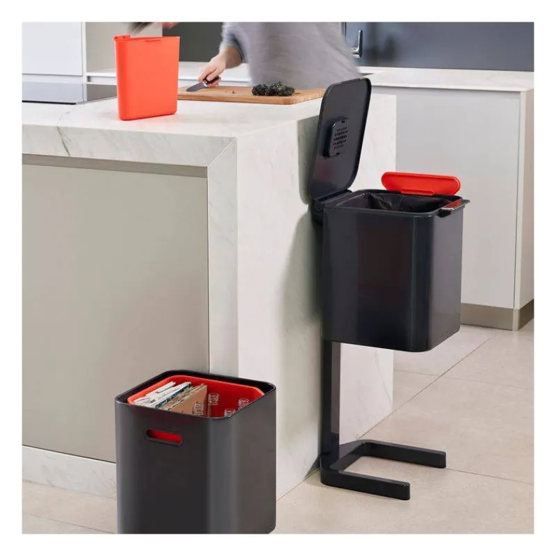 Poubelles De Tri Sélectif-Joseph Joseph Poubelle de cuisine Tri Sélectif TOTEM Compact 40 L Gris Graphite