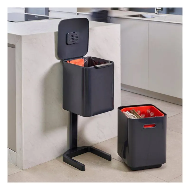 Poubelles De Tri Sélectif-Joseph Joseph Poubelle de cuisine Tri Sélectif TOTEM Compact 40 L Gris Graphite
