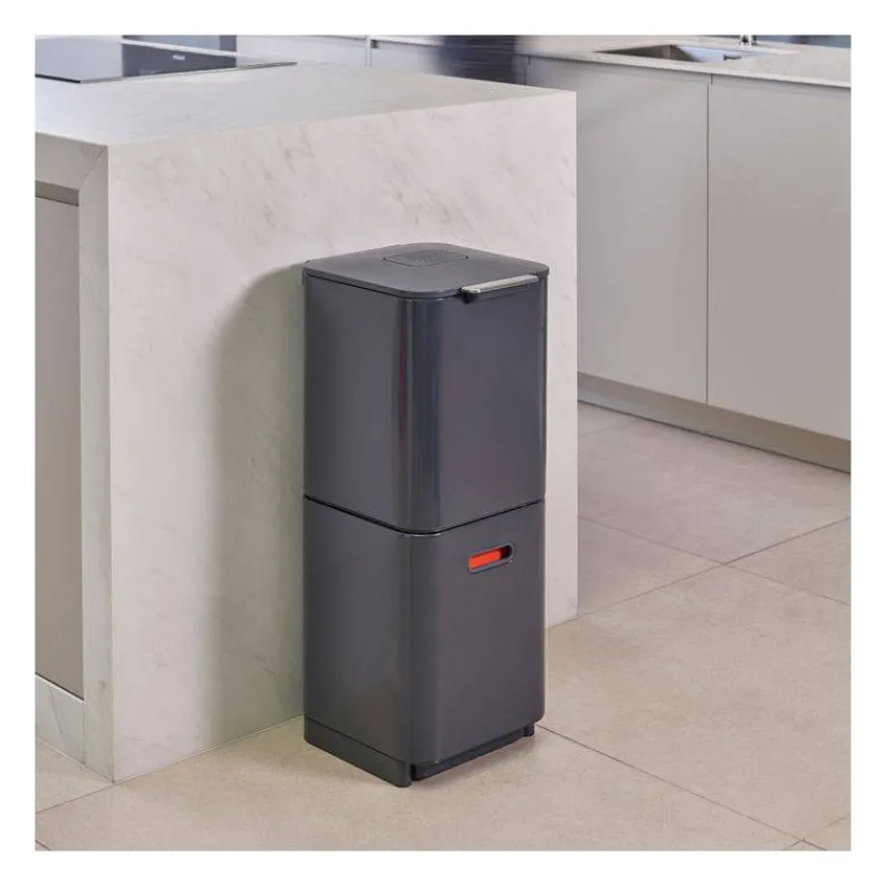Poubelles De Tri Sélectif-Joseph Joseph Poubelle de cuisine Tri Sélectif TOTEM Compact 40 L Gris Graphite