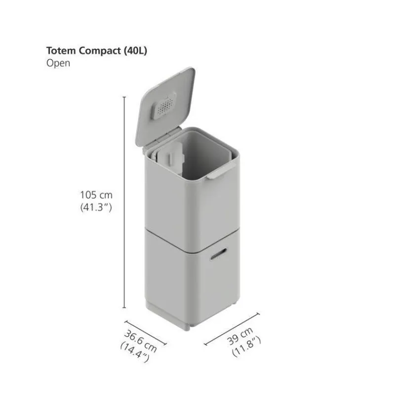 Poubelles De Tri Sélectif-Joseph Joseph Poubelle de cuisine Tri Sélectif TOTEM Compact 40 L Gris Graphite