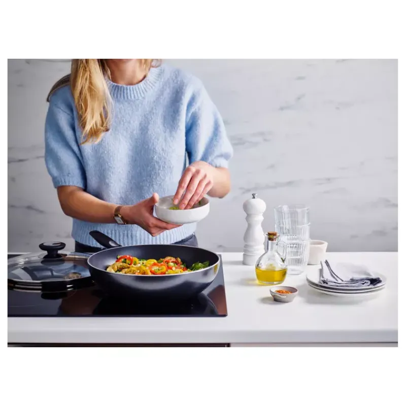 Woks Revêtements Céramique | Woks Revêtements Anti-adhérents-BEKA PRO INDUC Sauteuse Wok induction corps alu ép 3mm revêtement céramique D28 + couvercle