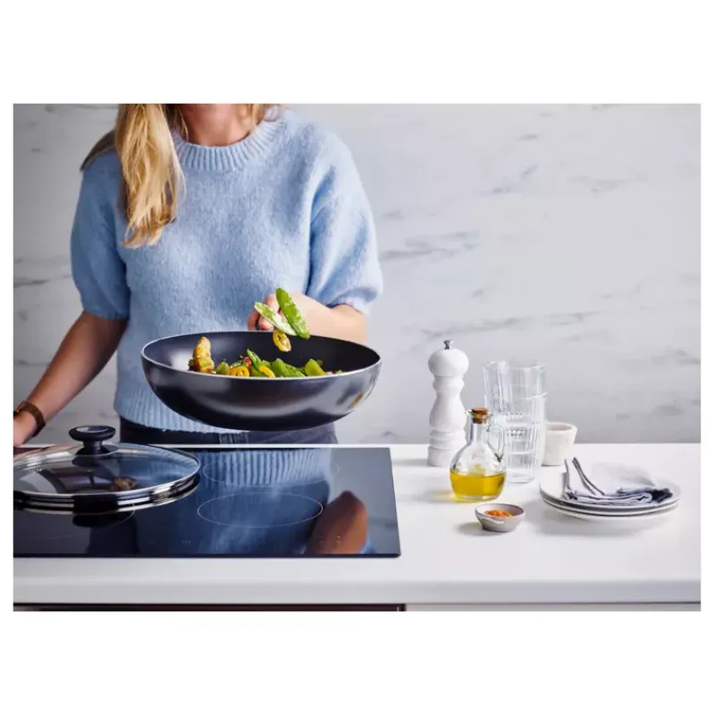 Woks Revêtements Céramique | Woks Revêtements Anti-adhérents-BEKA PRO INDUC Sauteuse Wok induction corps alu ép 3mm revêtement céramique D28 + couvercle
