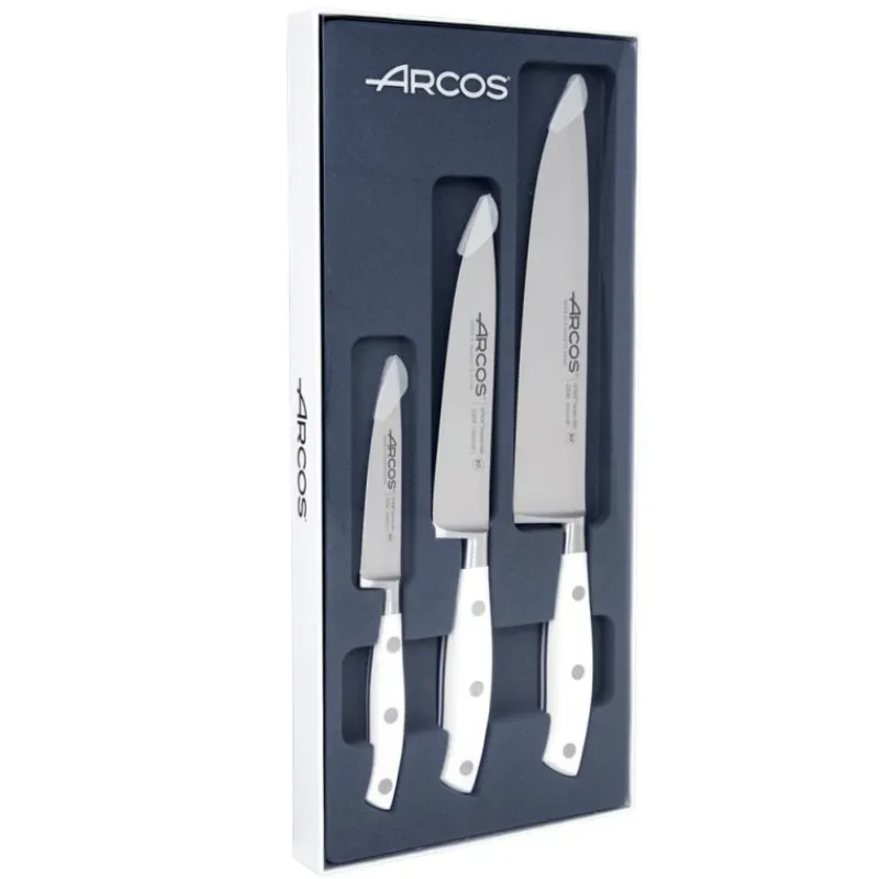 Coffrets Couteaux Cuisine | Blocs Et Ensembles De Couteaux-ARCOS RIVIERA BLANC SET DE 3 Couteaux forgés - Office Cuisine 14 et 20 - NVS