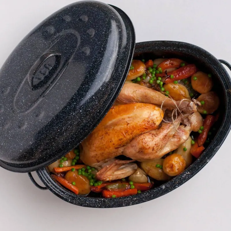 Daubières Et Rôtissoires-warmcook Rôtissoire Daubière Roaster "Cocotte américaine ovale" MM 38cm Noir moucheté