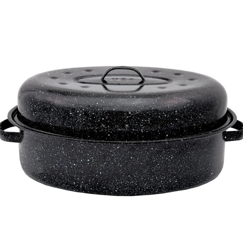Daubières Et Rôtissoires-warmcook Rôtissoire Daubière Roaster "Cocotte américaine ovale" PM 33cm Noir moucheté