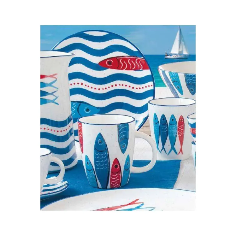 Assiettes Creuses-Easy Life SARDINE´S PARTY Assiette creuse calotte en Porcelaine EASYLIFE D18 SC