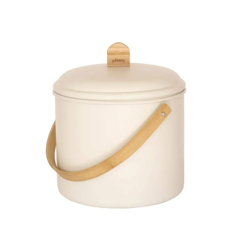 Poubelles De Tri Sélectif | Compost-La Casserolerie Seau compost d´intérieur 7L métal et bambou avec filtre charbon