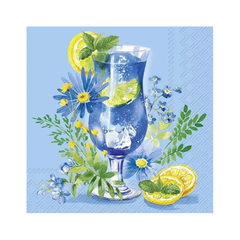 Les Serviettes De Table Papier-IHR Serviette de table Cocktail  25x25 Jetable Paquet de 20 - Cocktail bleu