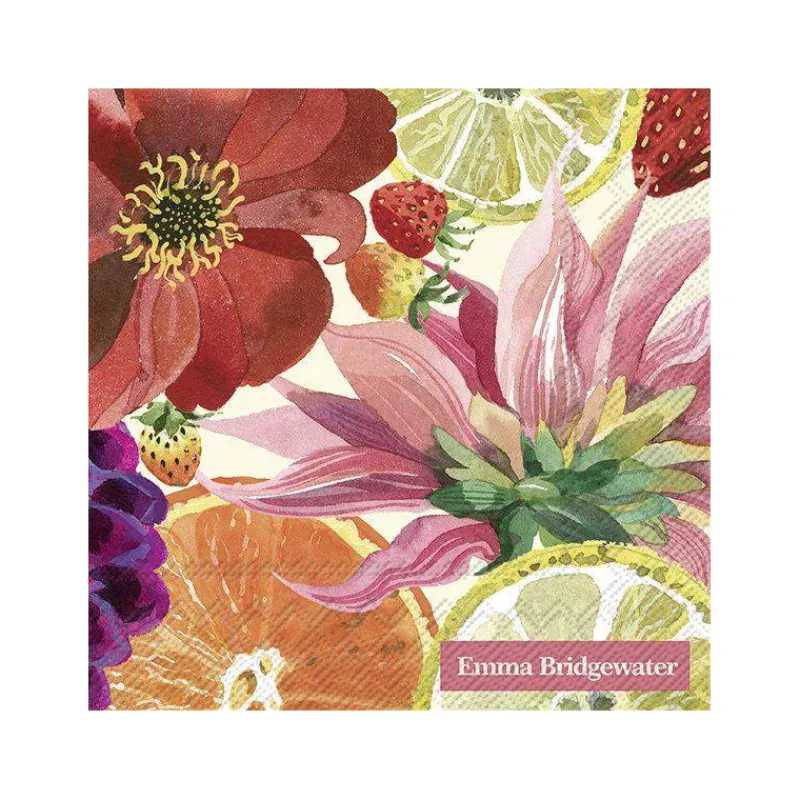 Les Serviettes De Table Papier-IHR Serviette de table Cocktail  25x25 Jetable Paquet de 20 - Emma Bridgewater, fruits et fleurs