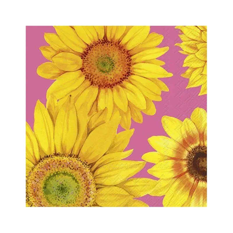 Les Serviettes De Table Papier-IHR Serviette de table Lunch  33X33 Jetable Paquet de 20 -  Joyeux tournesol, rose