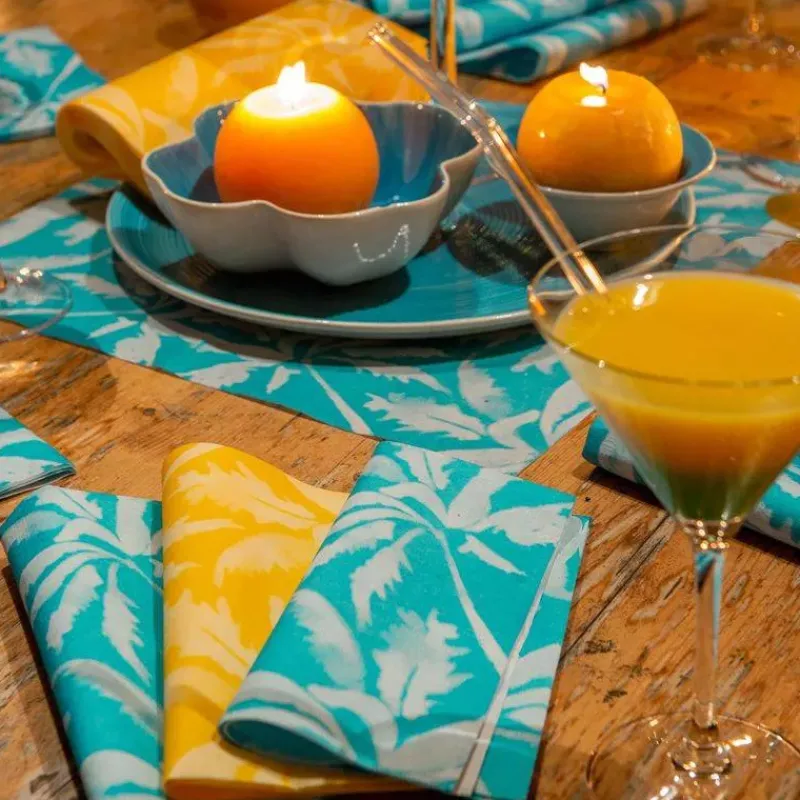 Les Serviettes De Table Papier-Franu00e7oise PAVIOT Serviette de table 40x40 Jetable Intissé Françoise PAVIOT Paquet de 20 - Beach Bleu turquoise