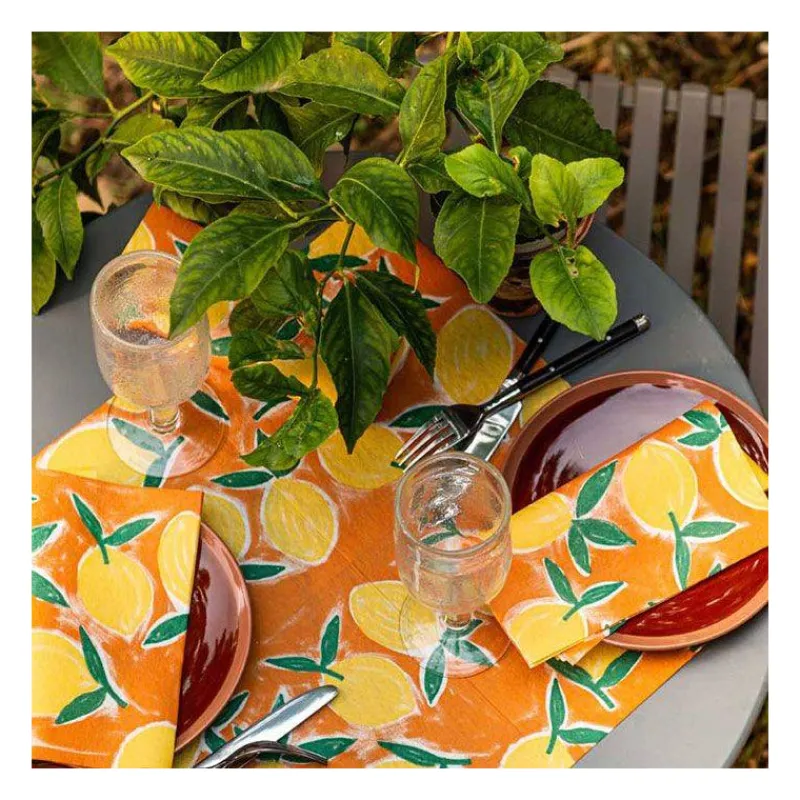 Les Serviettes De Table Papier-Franu00e7oise PAVIOT Serviette de table 40x40 Jetable Intissé Françoise PAVIOT Paquet de 20 - Citrus Orange