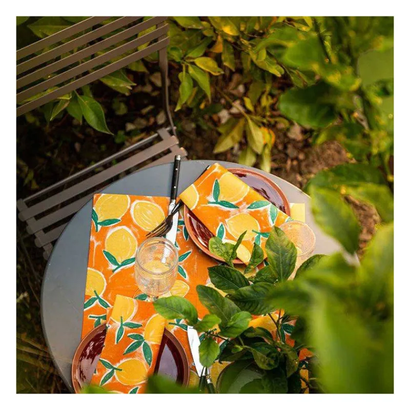 Les Serviettes De Table Papier-Franu00e7oise PAVIOT Serviette de table 40x40 Jetable Intissé Françoise PAVIOT Paquet de 20 - Citrus Orange