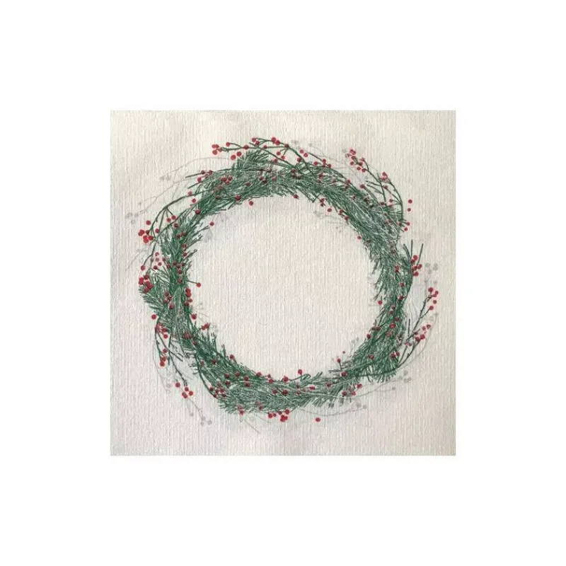 Les Serviettes De Table Papier-Franu00e7oise PAVIOT Serviette de table 25x25 Jetable Intissé Françoise PAVIOT Paquet de 20 - Couronne Vert