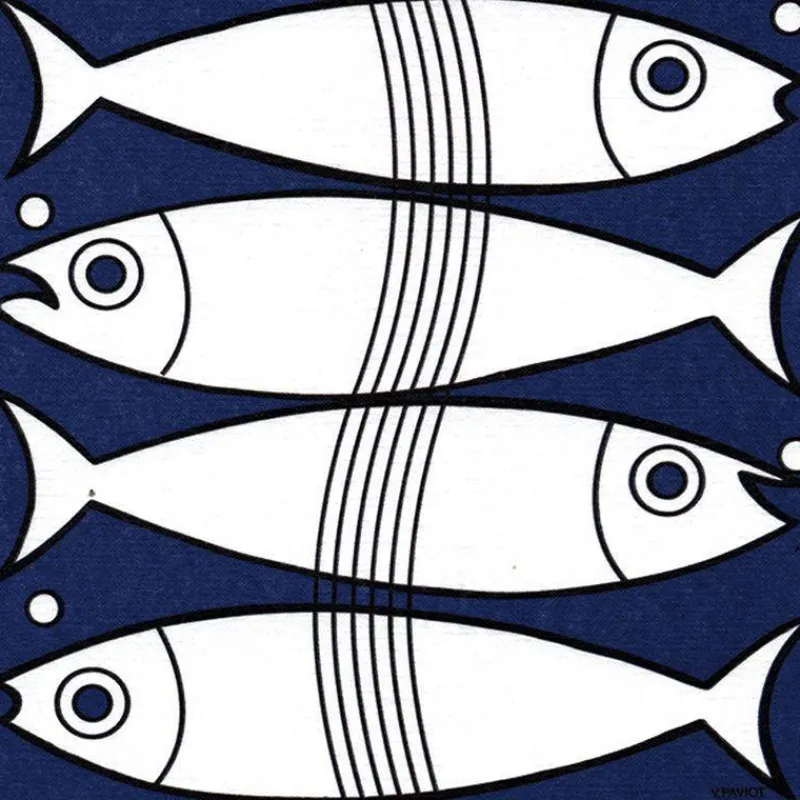 Les Serviettes De Table Papier-Franu00e7oise PAVIOT Serviette de table 40x40 Jetable Intissé Françoise PAVIOT Paquet de 20 - Poissons