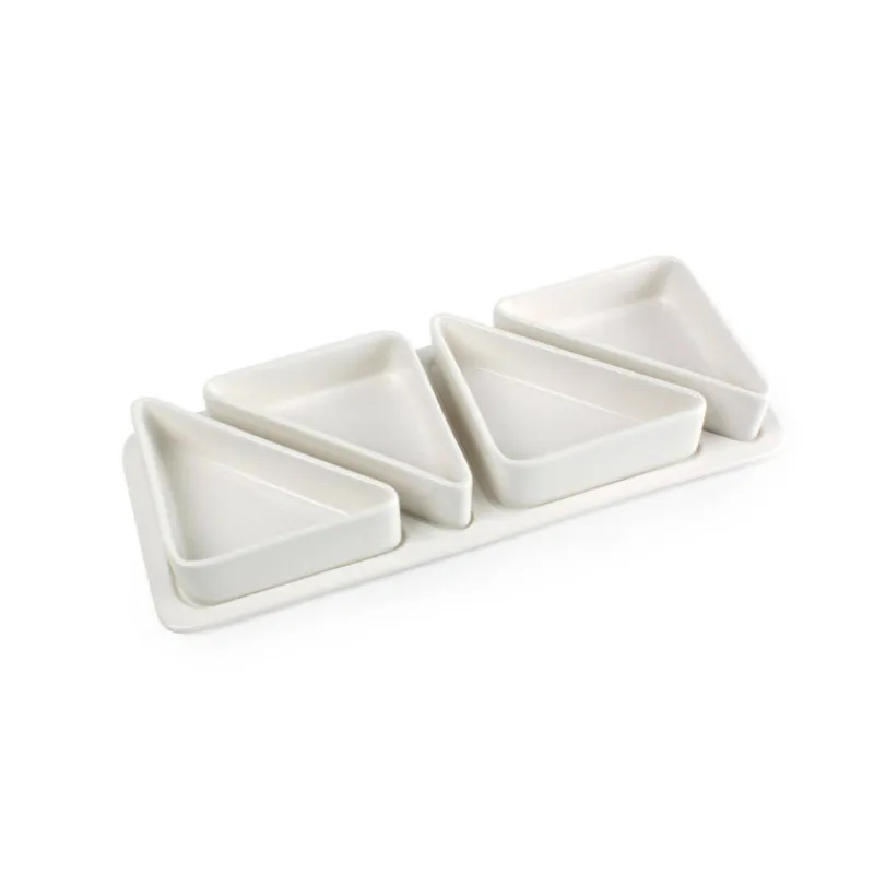 Coupelles Apéritives-La Casserolerie Set apéritif Ensemble Snack 4 coupelles sur plateau en porcelaine SC