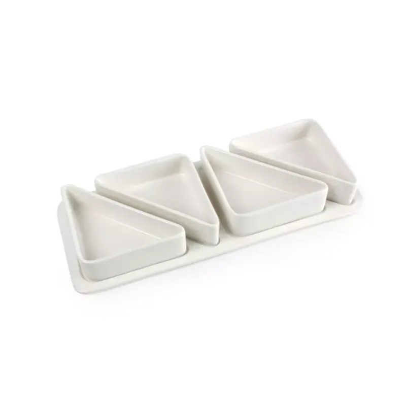 Coupelles Apéritives-La Casserolerie Set apéritif Ensemble Snack 4 coupelles sur plateau en porcelaine SC