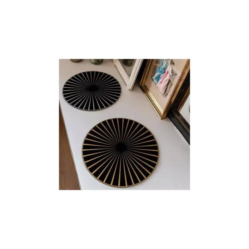 Sets De Tables-WINKLER Set de Table Feutre Centre de Table 40 cm ROND Noir et Argent