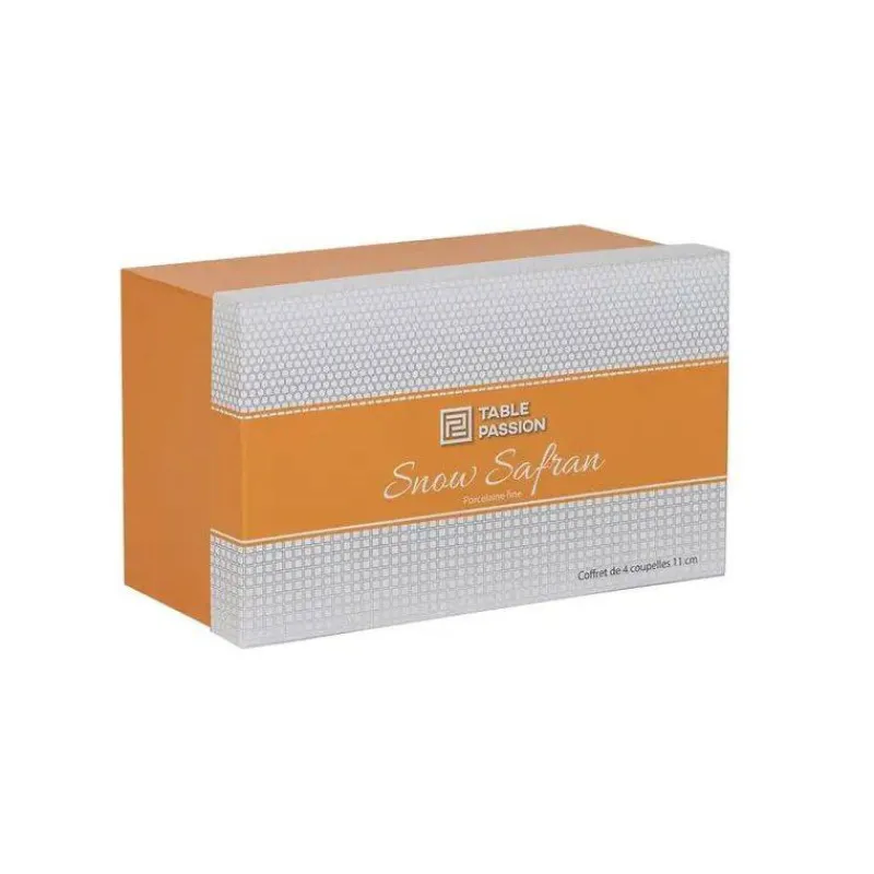 Coupelles Apéritives-TABLE PASSION SNOW SAFRAN Coffret Coupelle Porcelaine Jaune D11 cm - les 4 SC