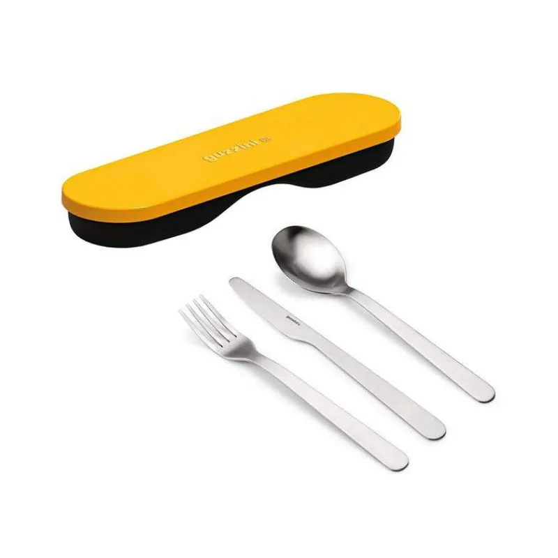 Couverts Nomades-Guzzini STORE&GO 3 couverts de voyage avec boite Jaune