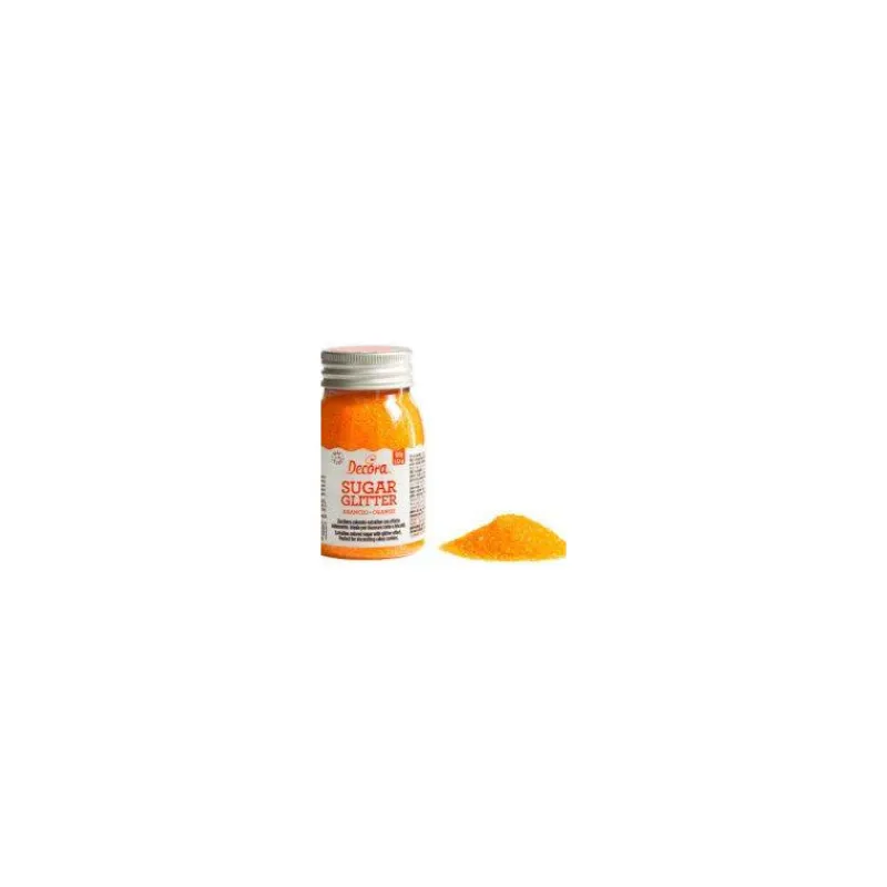 Sucres Et Décors-Decora Sucre en poudre pailletée Pot de 100 g  ORANGE