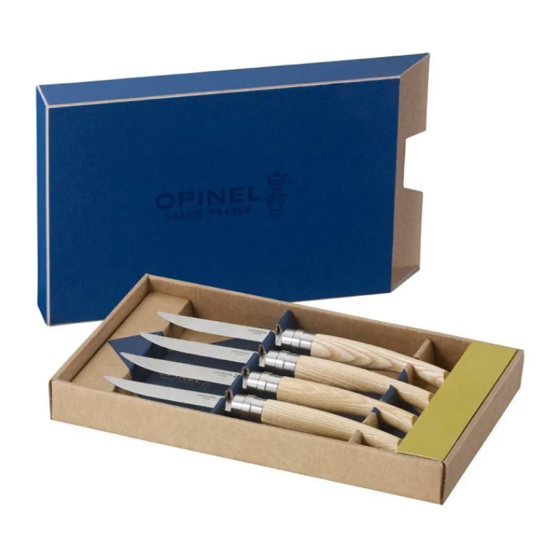 Couteaux À Steak | Couteaux-OPINEL TABLE CHIC Coffret Kraft 4 couteaux Steak de table Frêne