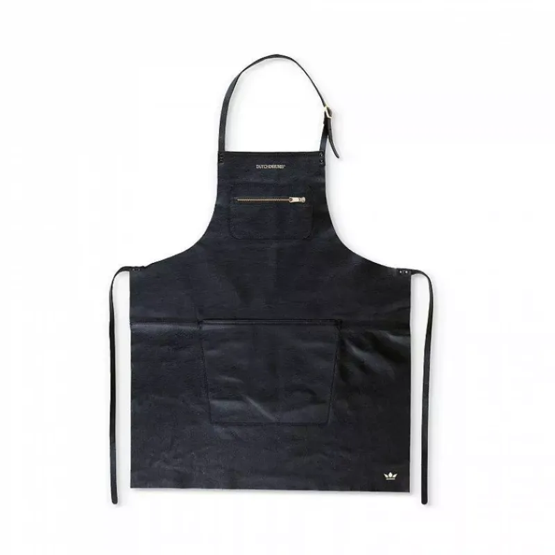 Tabliers-DUTCHDELUXES Tablier en cuir avec poche zippée Noir Taille Unique