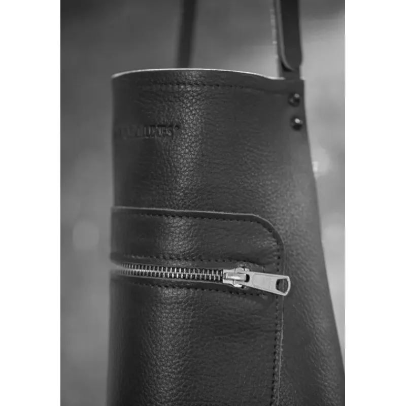 Tabliers-DUTCHDELUXES Tablier en cuir avec poche zippée Noir Taille Unique