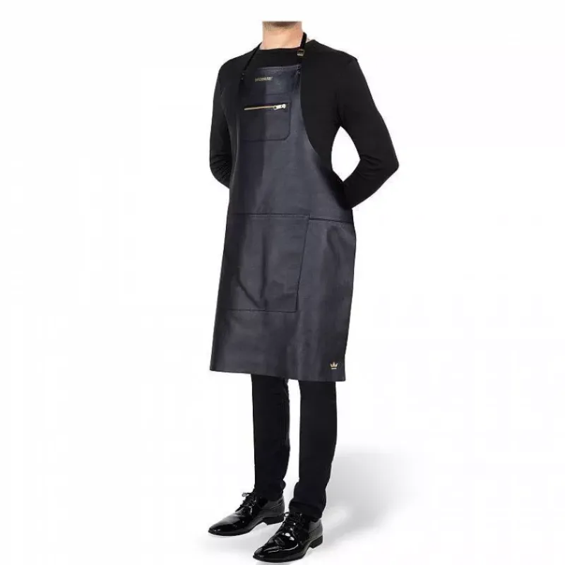 Tabliers-DUTCHDELUXES Tablier en cuir avec poche zippée Noir Taille Unique