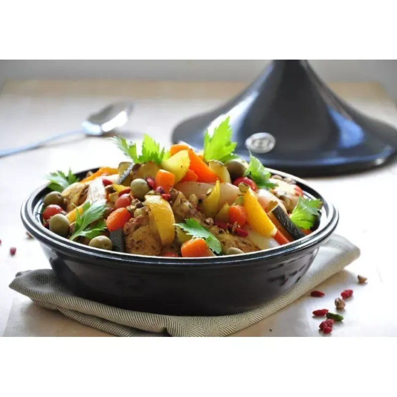 Tajine-Emile HENRY Tajine en céramique D32 Flame Bleu Belle Ile
