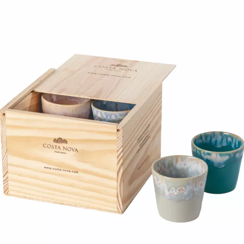 Tasses | Mugs-COSTA NOVA 8 tasses à café allongé 19 cl en grès dans une boite cadeau multicouleurs