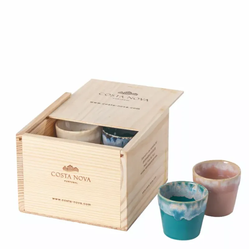 Tasses Expresso-COSTA NOVA 8 tasses à expresso 7 cl en grès dans une boite cadeau multicouleurs