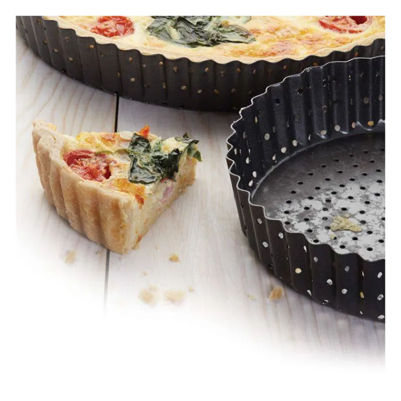 Moules À Tarte | Quiches Et Tourtes-Kitchen Craft Tourtière Moule à Tarte Quiche en acier revêtu perforé MASTERCLASS D280