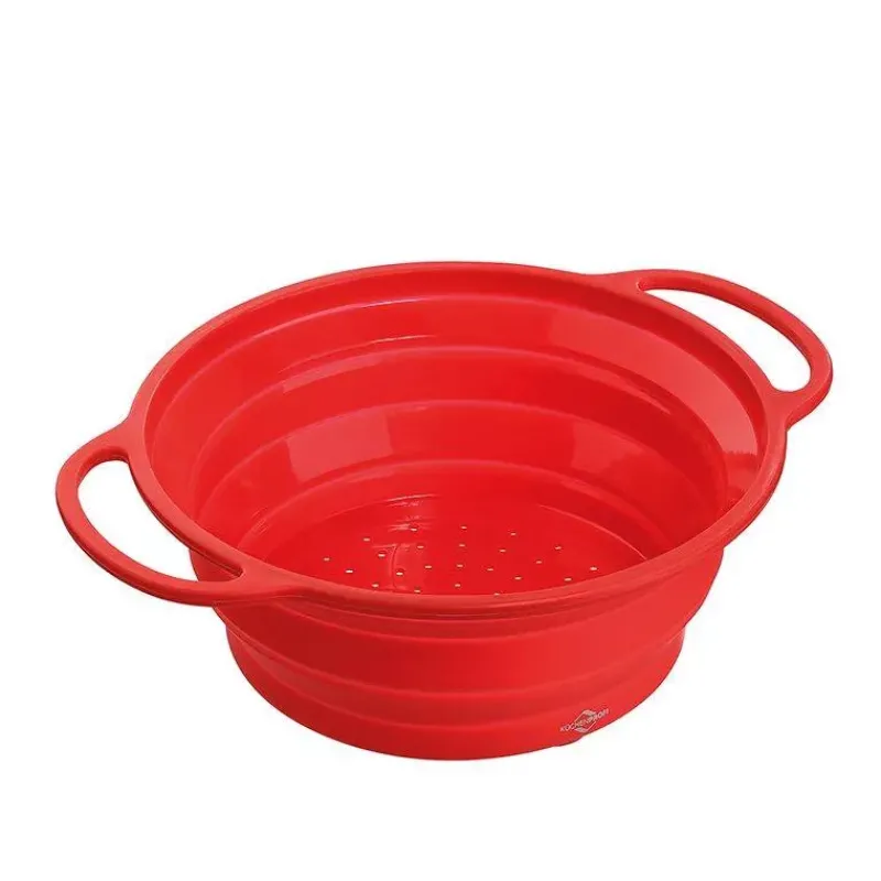 Passoires Rétractables-KUCHENPROFI TREND Passoire rétractable en Silicone D24 Rouge