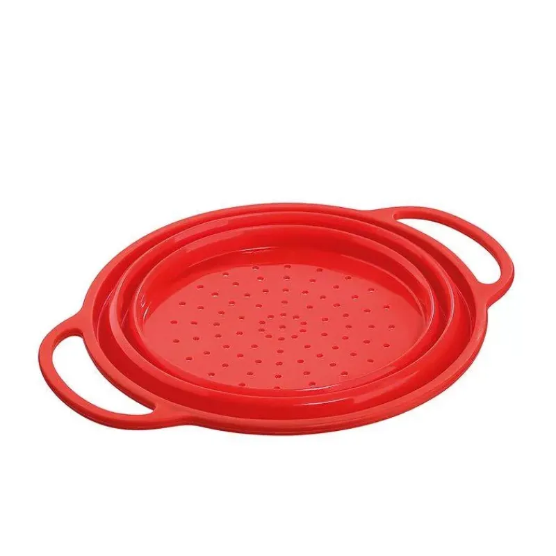 Passoires Rétractables-KUCHENPROFI TREND Passoire rétractable en Silicone D24 Rouge