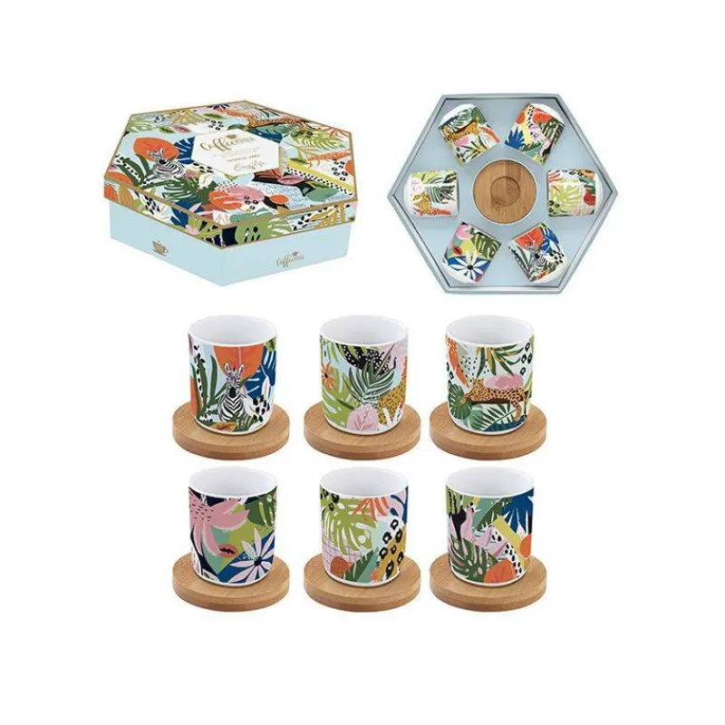 Tasses Expresso-Easy Life TROPICAL VIBES Coffret Tasse Expresso Porcelaine - les 6