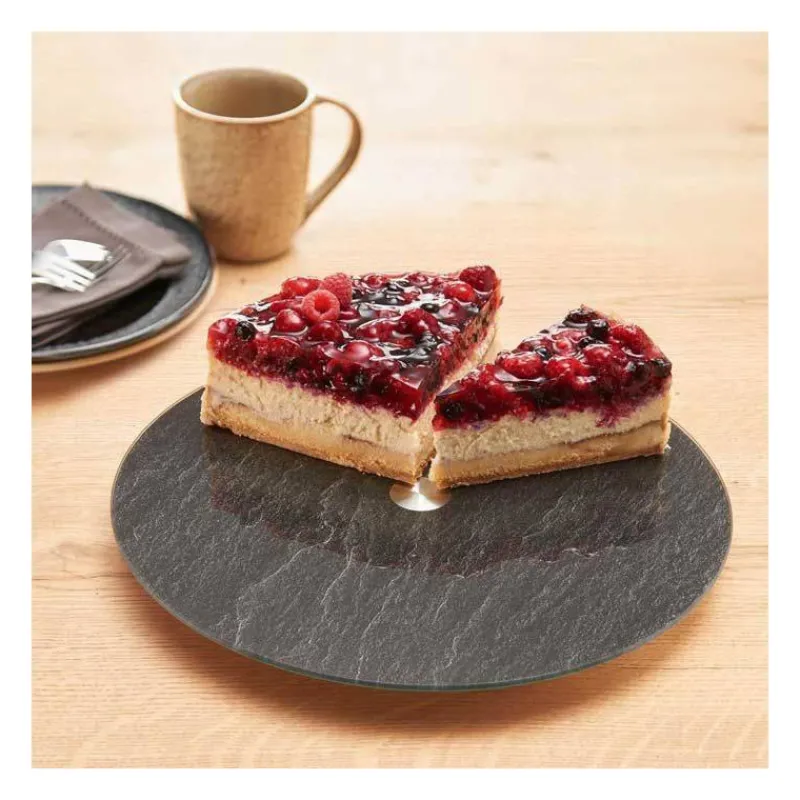 Plats À Fromage-LEONARDO TURN Plateau à gâteau fromage tournant en verre effet marbre