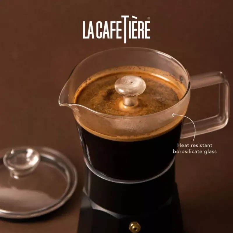 Cafetières Italiennes-Kitchen Craft VERONA Cafetière Italienne en Aluminium La Cafetière 6 Tasses Noir