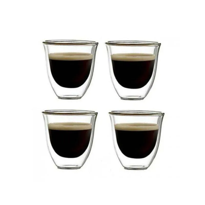 Tasses Expresso-Kitchen Craft Verre Tasse à café expresso double paroi 75 ml La Cafetiere - les 4