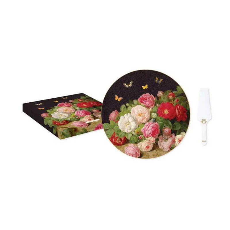 Assiettes De Présentation | Ustensiles Et Accessoires De Cuisson Pour Pizza-Easy Life VICTORIAN GARDEN Plat de service Tarte Pizza avec Pelle à Tarte en Porcelaine D32 cm EASYLIFE
