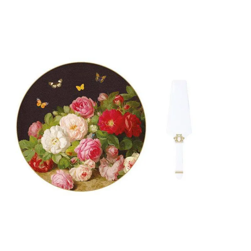 Assiettes De Présentation | Ustensiles Et Accessoires De Cuisson Pour Pizza-Easy Life VICTORIAN GARDEN Plat de service Tarte Pizza avec Pelle à Tarte en Porcelaine D32 cm EASYLIFE