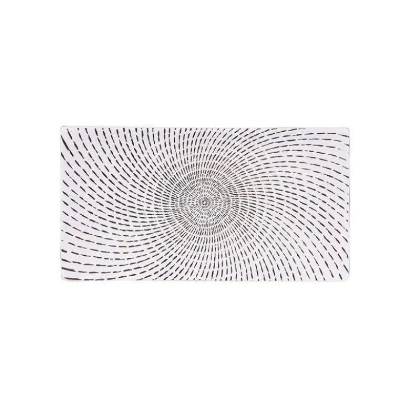 Assiettes Plates-TABLE PASSION VOLCANO Assiette Plat rectangulaire en Porcelaine 28 x 15 Strié  Blanc SC