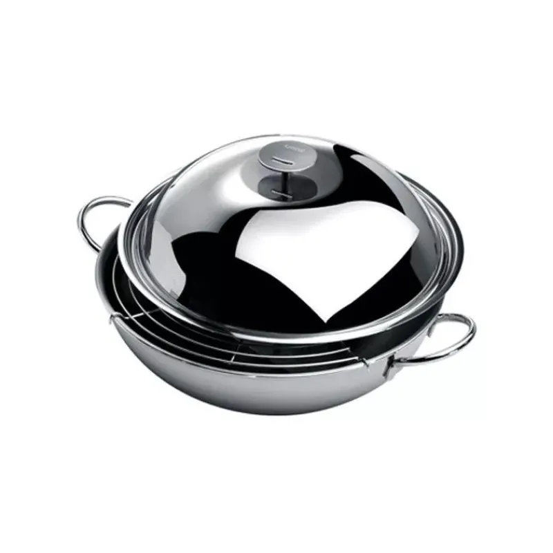 Woks En Inox-CRISTEL Wok Inox Trilamine D34 + Couvercle Grille et Spatule